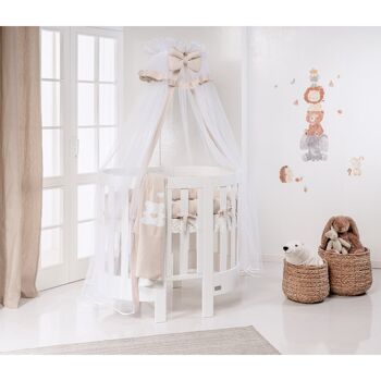 Letto legno Ovale BIANCO RONDò PIUMA 9