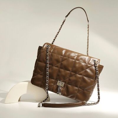 Leather Diamond Chain Shoulder Bag