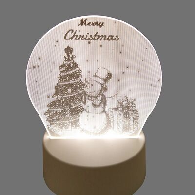 Muñeco de nieve LED decorativo 3D iluminado - Árbol de Navidad, 20 cm DF-845A