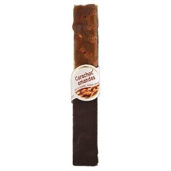 Carachoc amandes 100g - barre caramel tendre, chocolat noir et amandes 1