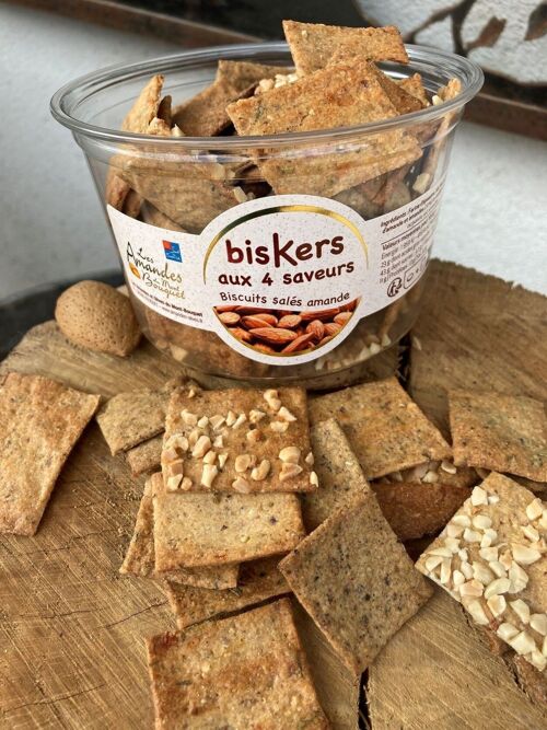 Biskers à la farine d'amandes (amandes, basilic, comté, poivre) 130g