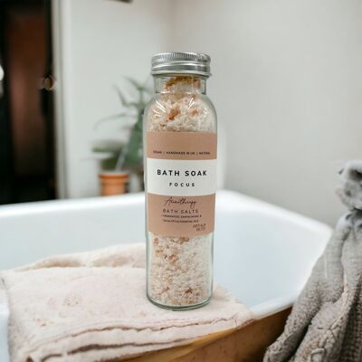 Bouteilles et pochettes de sels de bain, Bain d'aromathérapie, Bain naturel