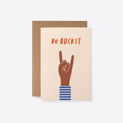 Du rockst - tarjeta de felicitación alemana