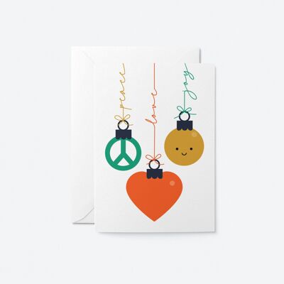 Frieden, Liebe und Freude – Weihnachtskarte – saisonale Grußkarte – Urlaubskarte