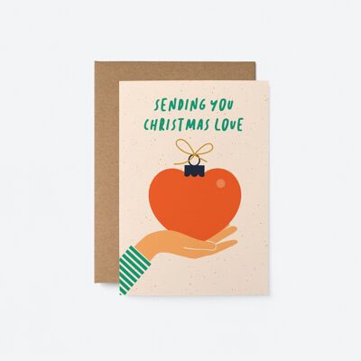 Sending you Christmas Love - Seasonal Greeting Card - Holiday Card