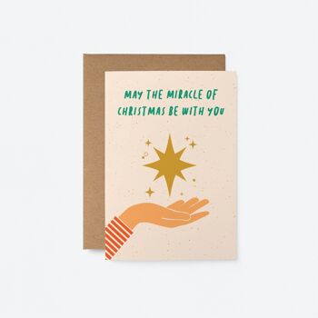 Que le miracle de Noël soit avec vous - Carte de vœux saisonnière - Carte de Noël 1