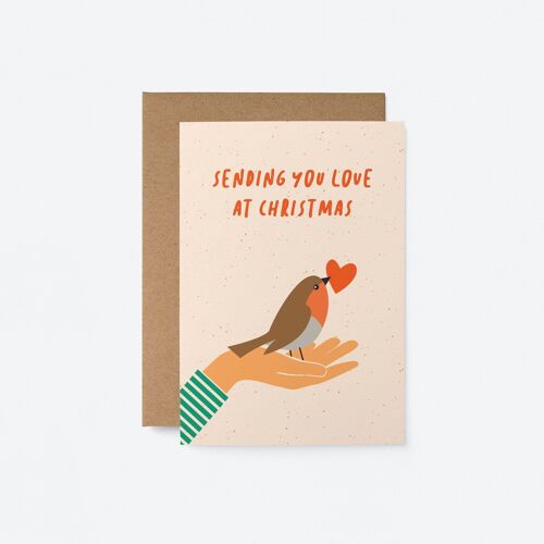 Sending you love at Christmas - Seasonal Greeting Card - Holiday Card
