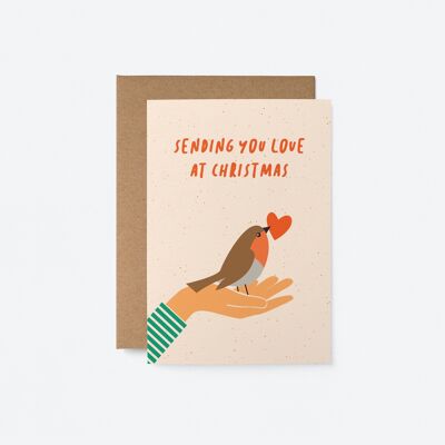 Sending you love at Christmas - Seasonal Greeting Card - Holiday Card