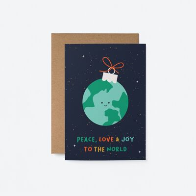 Paz, amor y alegría para el mundo - Tarjeta de Navidad - Tarjeta navideña