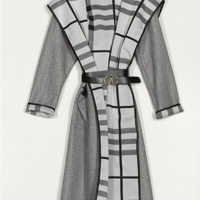 Long gray checkered coat