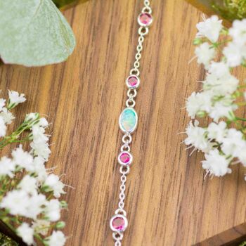 Bracelet en argent 925 | Opale & tourmaline rose 3
