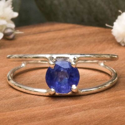 925 silver double ring | Blue sapphire