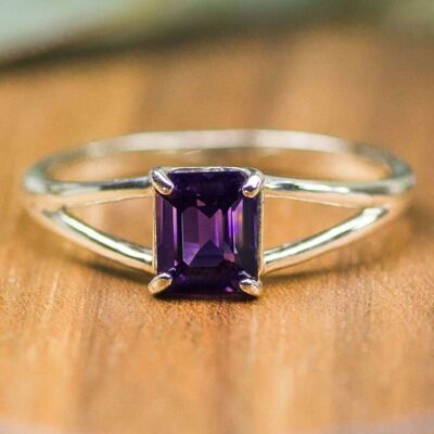 925 silver double ring | Purple spinel