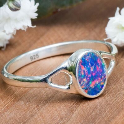 925 silver double ring | Opal doublet