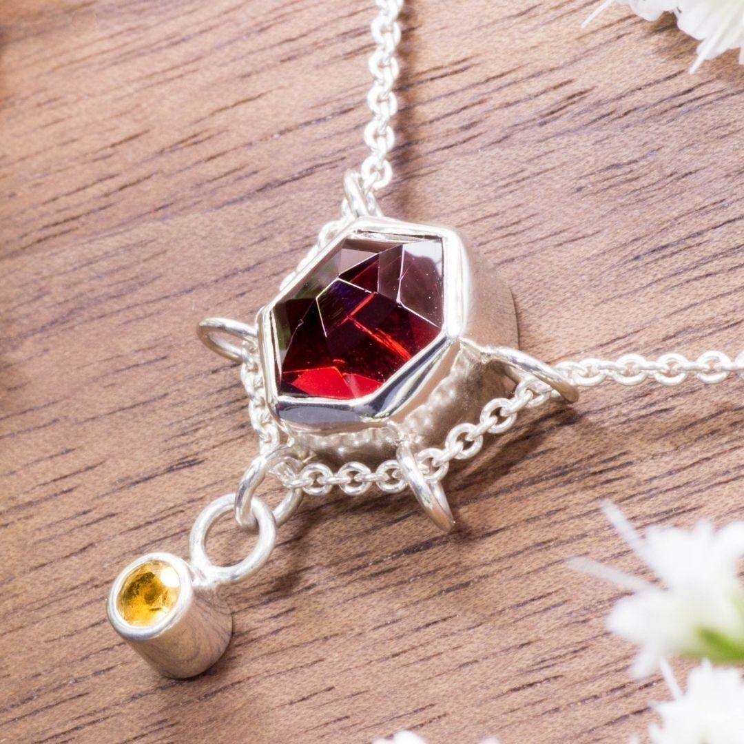 Buy wholesale 925 silver necklace | Red Garnet & Citrine