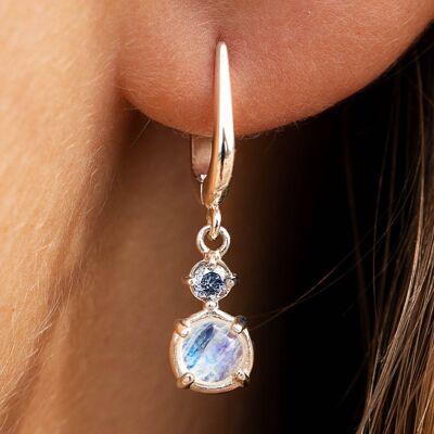 925 silver earrings | Diamond in moonstone