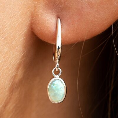 925 Silber Ohrringe | Pendelnder Opal