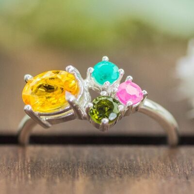 925 silver ring | Gemstone bouquet