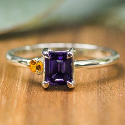 Bague en argent 925 | Spinelle & saphir jaune