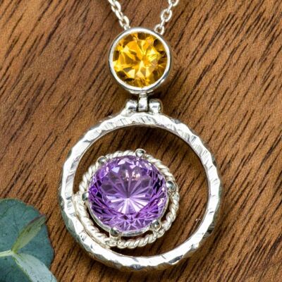 Necklace with pendant | Amethyst & Citrine