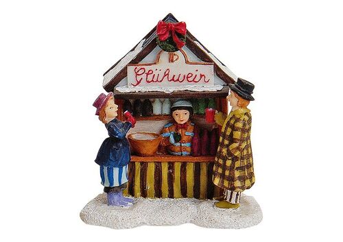 Miniatur Weihnachtsfiguren Glühweinstand aus Poly (B/H/T) 6x8x5 cm