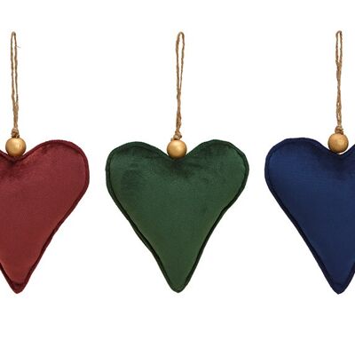 Hanger heart made of textile Bordeaux
