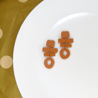 Terracotta Woodwork Acrylic Earrings with Stainless Steel Connectors