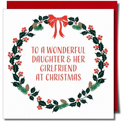 Para una hija maravillosa y su novia en Navidad. Tarjeta de Navidad Lgbtq+.
