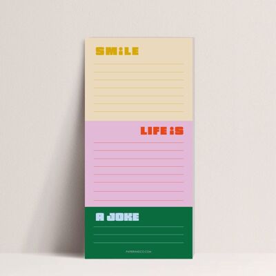 Notizblock – Lächeln Das Leben ist ein Witz
