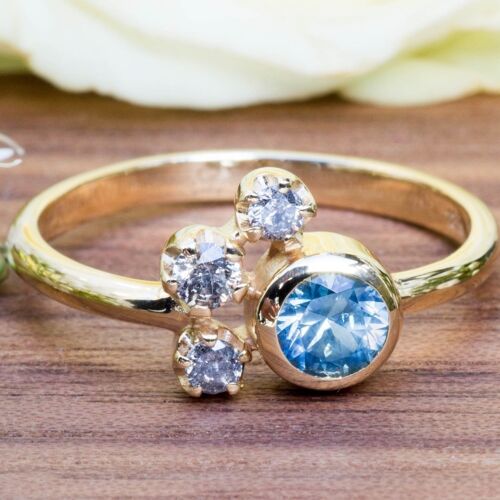 750 Gold Ring | Blauer Saphir & Diamanten