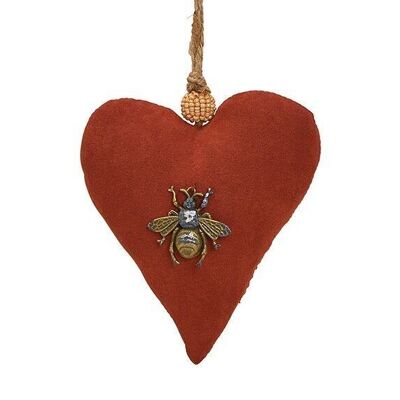 Hanger heart made of textile Bordeaux (W / H / D) 11x14x5cm