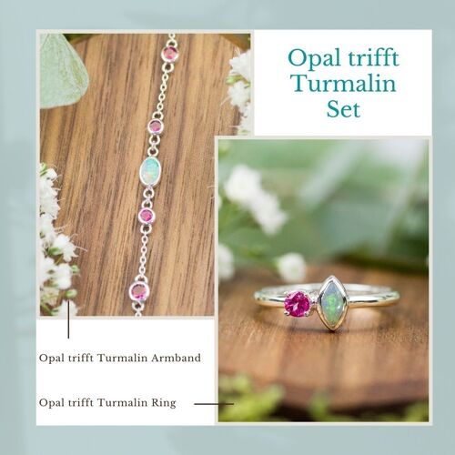 Opal trifft pinken Turmalin Schmuckset