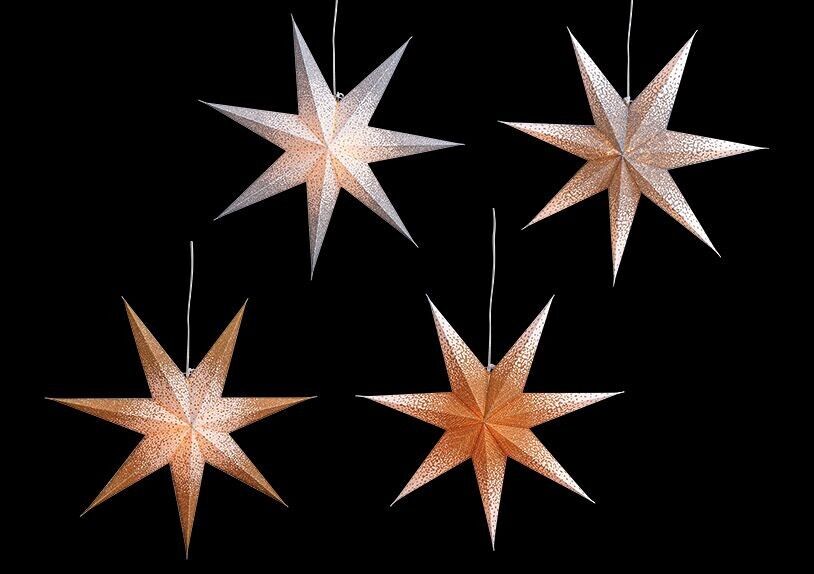 Leuchtstern aus Papier mit 7 Zacken Gold, Silber Ø60cm