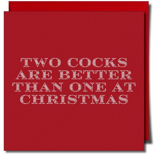 Two Cocks are Better than One at Christmas. Gay Xmas Card.