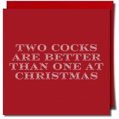 A Natale due galli sono meglio di uno. Carta di Natale gay.