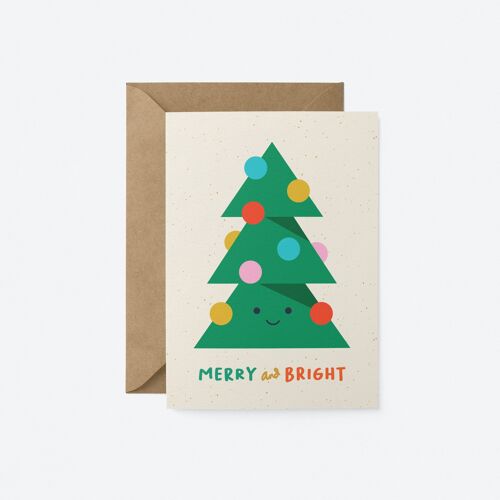Merry and Bright - Christmas Card - Seasonal Greeting Card - Holiday Card