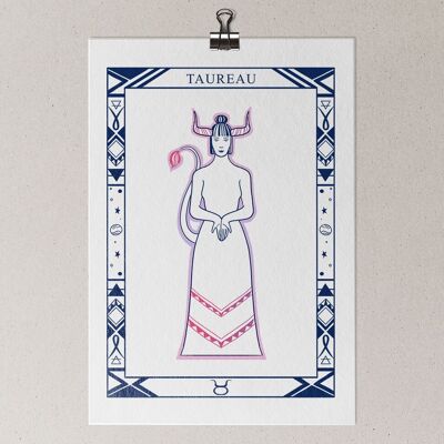 Taurus astrological sign poster A5 format