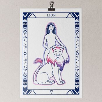 Affiche signe astrologique Lion format A5 1