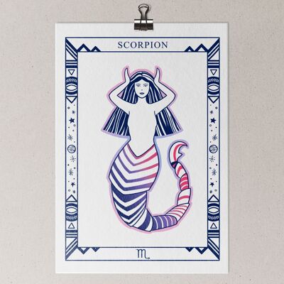 Scorpio astrological sign poster A5 format