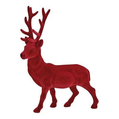 Cervo floccato in plastica rosso bordeaux (L / A / P) 30x40x7 cm