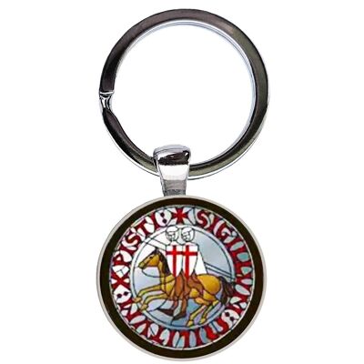 Sigillum Militum Knights Templar Keyring - Blue, Red, Brown And White