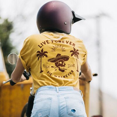 Live Forever - Camiseta inspirada en alternativas, patinetas y tatuajes