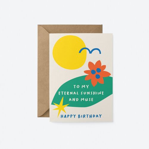 Sunshine and muse - Birthday greeting card