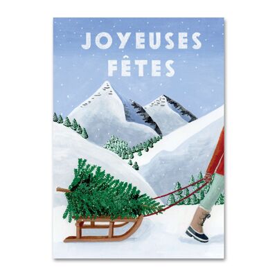 Carte Joyeuses Fêtes Luge