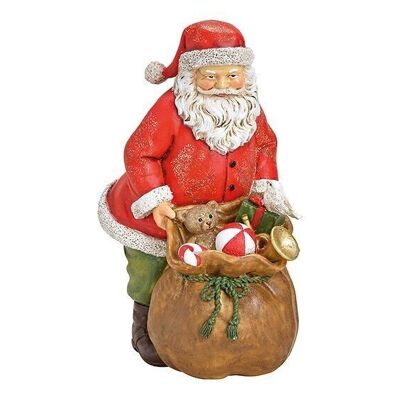 Santa Claus with a gift sack made of poly red (W / H / D) 9x19x13cm