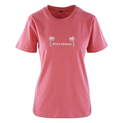WAVE HAWAII Camiseta Waimea Mujer, Hibiscus Red, algodón orgánico