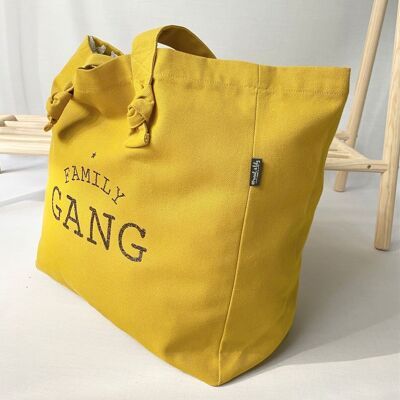 Lily tote bag - mustard - "Family Gang"