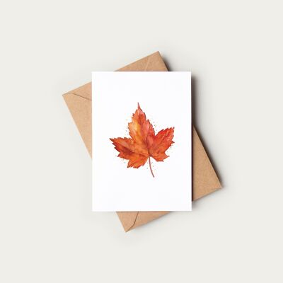 Maple Leaf Watercolour Greeting Card