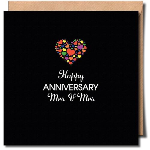 Happy Anniversary Mrs & Mrs Greeting Card. Lgbtq+ Anniversary Card.