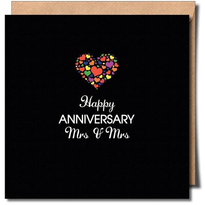 Happy Anniversary Mrs & Mrs Greeting Card. Lgbtq+ Anniversary Card.